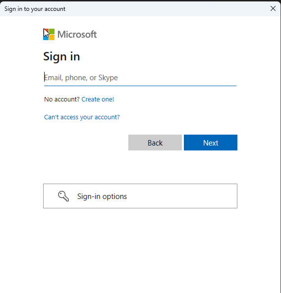 Microsoft Sign-in dialog